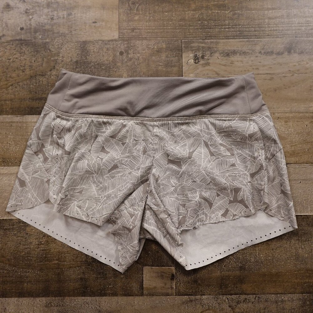 Athleta Running Shorts Women’s XS Gray Leaf Print Fair Condition